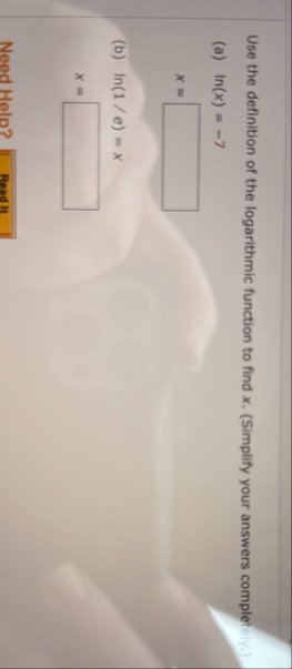 Use the definition of the logarithmic function to