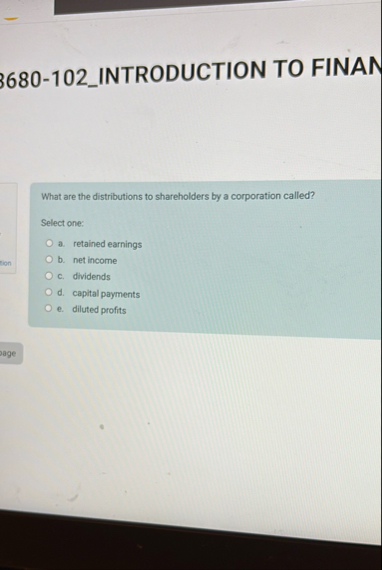 6 8 0 - 1 0 2 _ INTRODUCTION TO FINAN What are