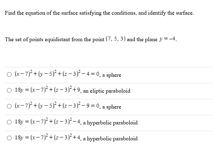 Find the equation o f the surface satisfying the