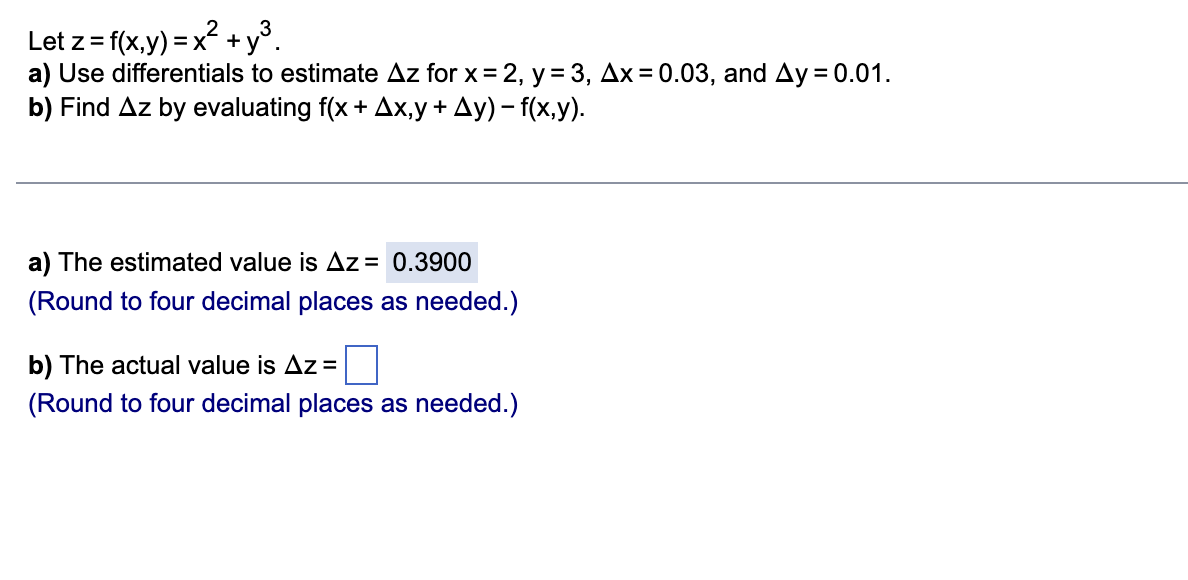 Let z = f ( x , y ) = x 2 + y 3 . a z for x = 2 ,