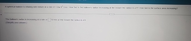 A sphenal baloon is inflaing with helum at a rate