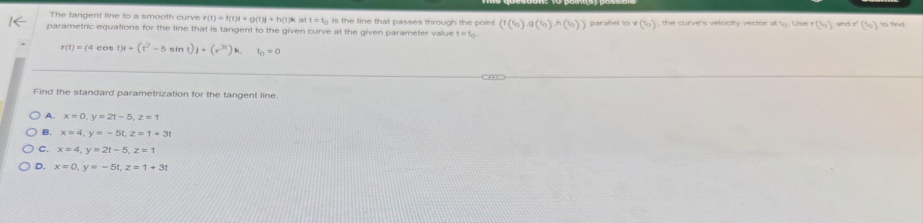 parametric equations for the line that is tangent