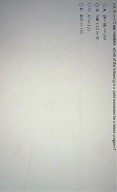 If A , B , and C are variables, which of the