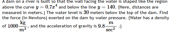 A dam o n a river i s built s o that the wall