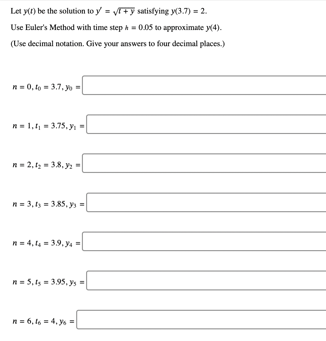 Let y ( t ) b e the solution t o y ' = t + y 2