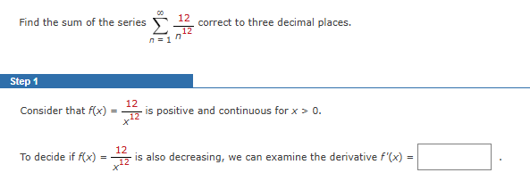 Find the sum o f the series n = 1 1 2 n 1 2