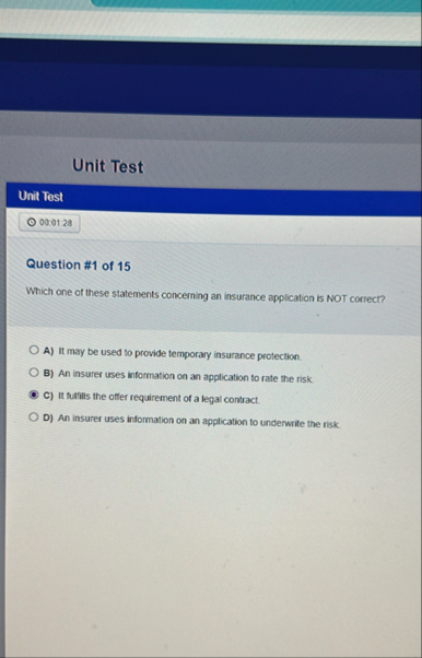 Unit Test Unit Test Question # 1 of 1 5 Which one