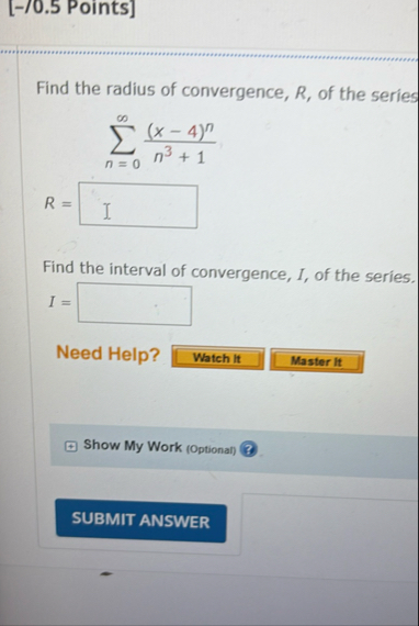 [ - / 0 . 5 Points ] Find the radius of