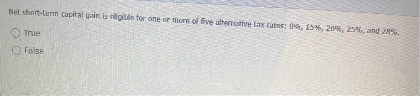 Net short - term capital gain is eligible for one