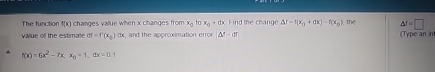 The function f ( x ) changes value when x changes