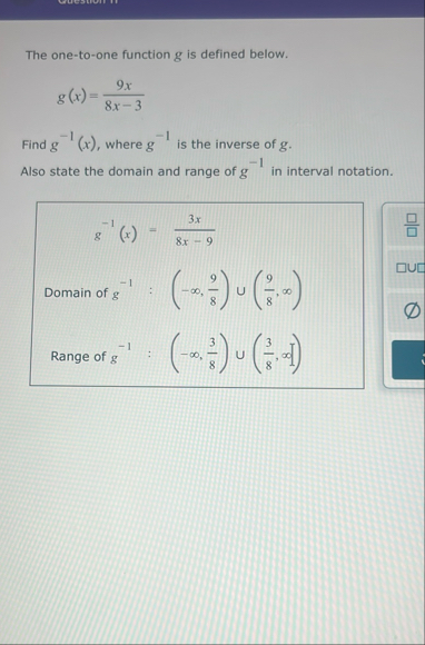 The one - to - one function g is defined below. g