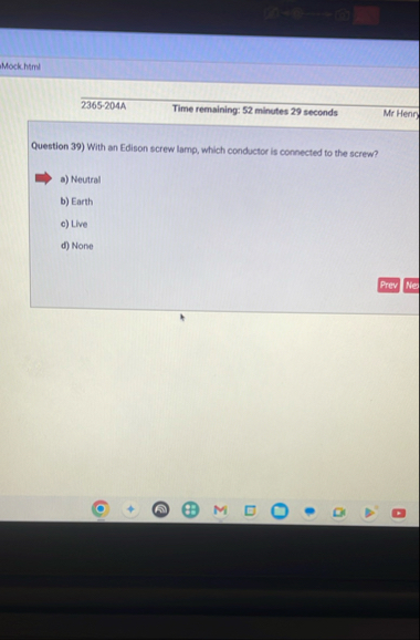 Mock himl 2 3 6 5 - 2 0 4 A Time remaining: 5 2