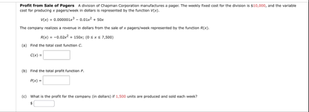 Profit from Sale of Pagers A division of Chapman