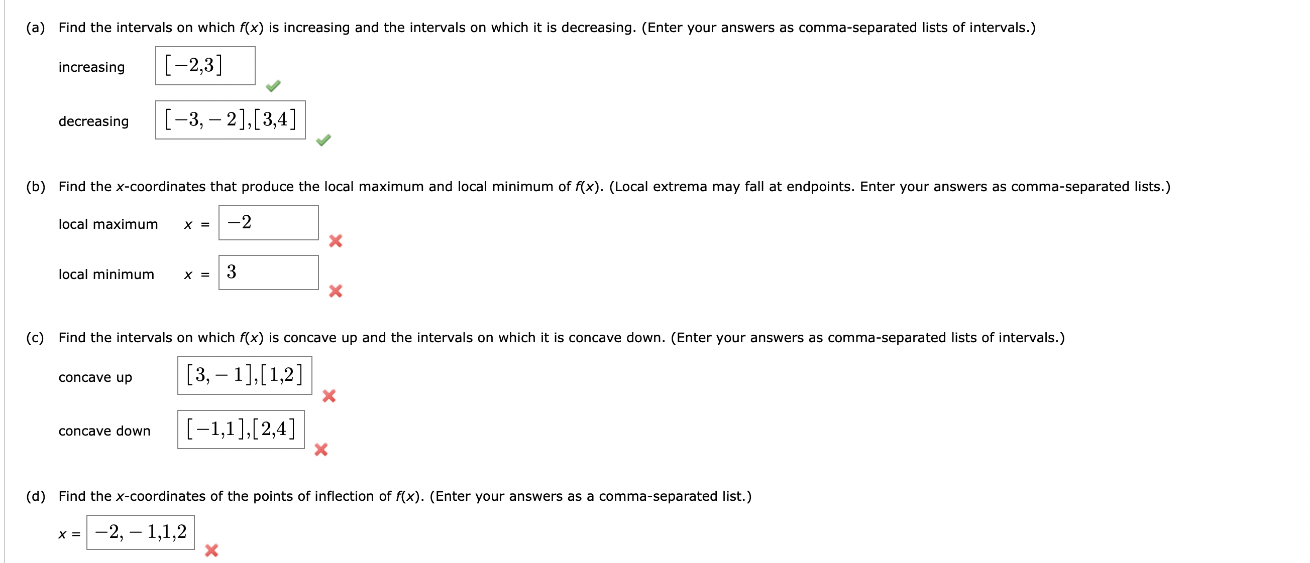 This exercise analyzes the function f x whose