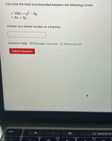 Calculate the total area bounded between the