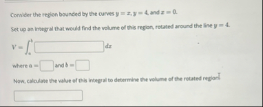 Consider the region bounded by the curves y = x ,