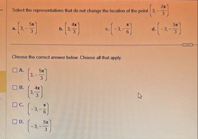 Select the representations that do not change the