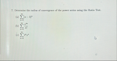 Determine the rulius of curvergesce of the power