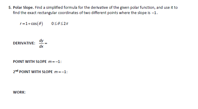 Polar Slope. Find a simplified formula for the