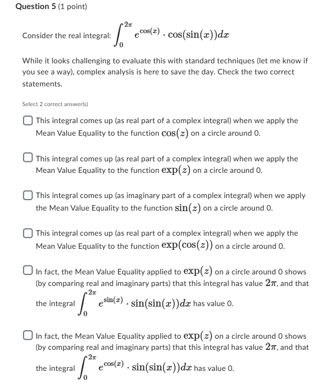 Question 5 ( 1 point ) Consider the real