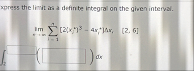 xpress the limit as a definite integral on the