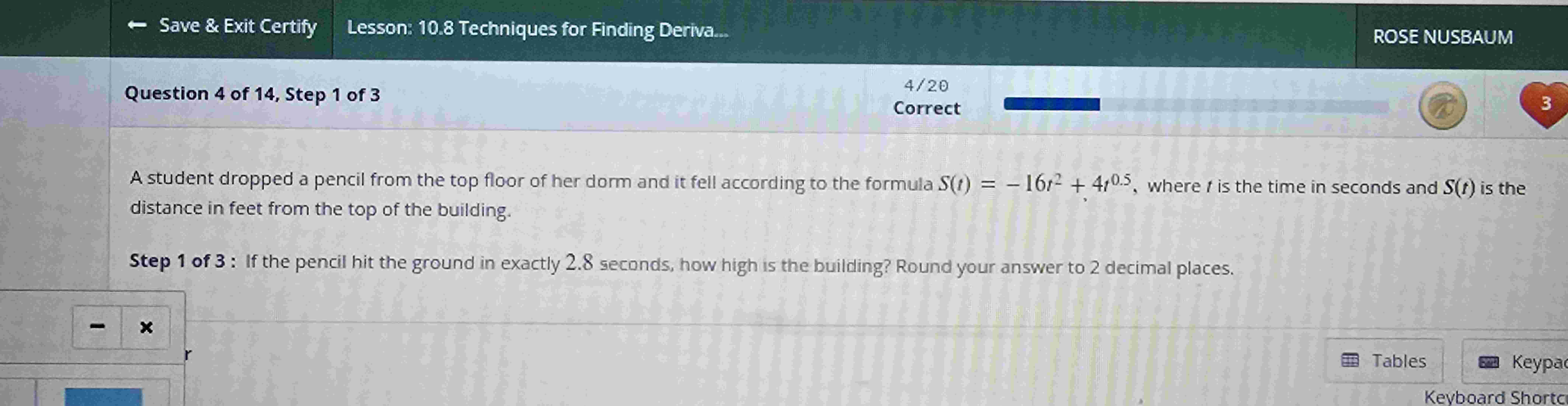 A student dropped a pencil from the top floor o f