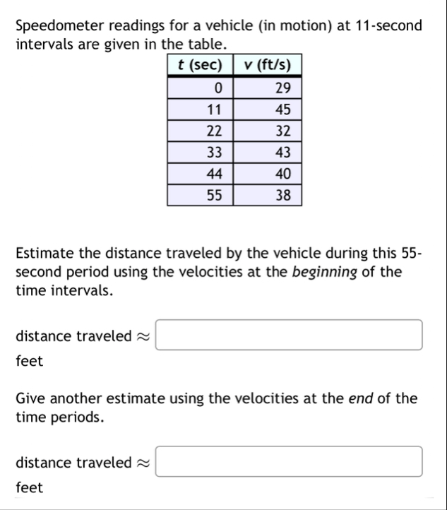 Speedometer readings for a vehicle ( in motion )