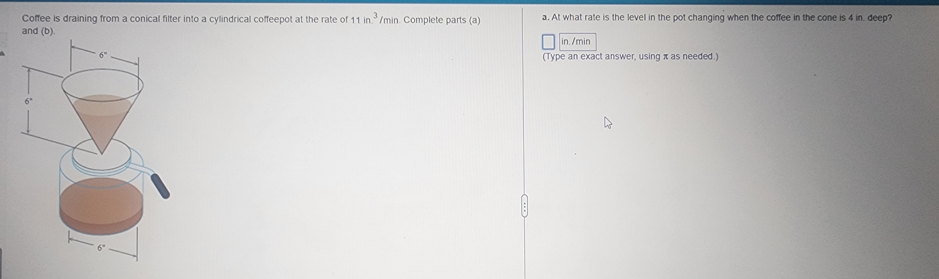 Coffee is draining from a conical filter into a