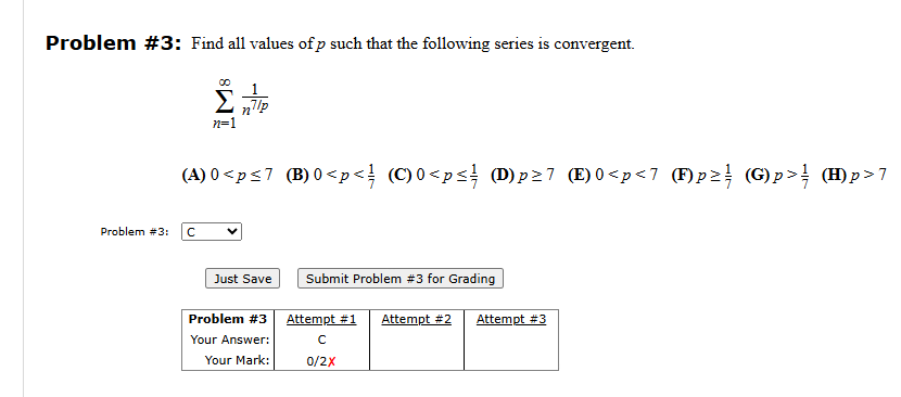 Problem # 3 : Find all values o f p such that the