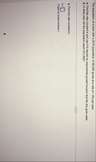 The population of a town with a 2 0 1 6