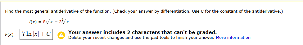 C for the constant o f the antiderivative. f ( x