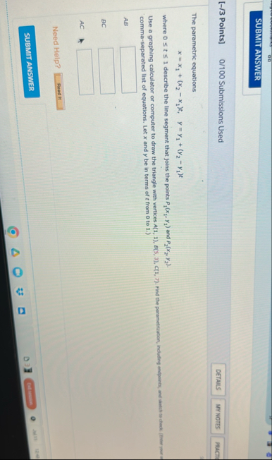 [ - / 3 Points ] 0 / 1 0 0 Submissions Used The