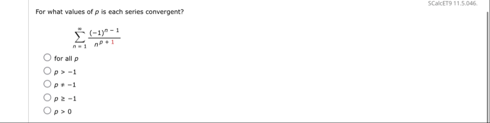 SCalcET 9 1 1 . 5 . 0 4 6 . For what values of p