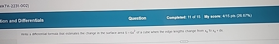 Wr | ite a differential formula that estimates