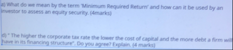 a ) What do we mean by the term 'Minimum Required