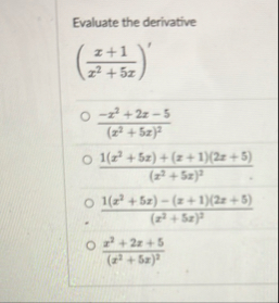 Evaluate the derivative ( x 1 x 2 5 x ) ' - x 2 2