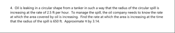 Oil is leaking in a circular shape from a tanker