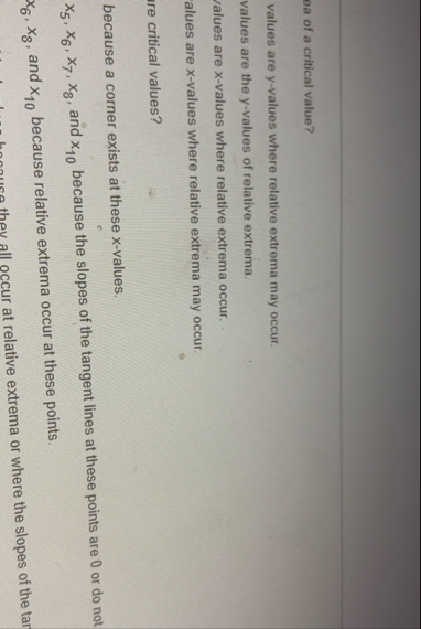ea of a critical value? values are y - values