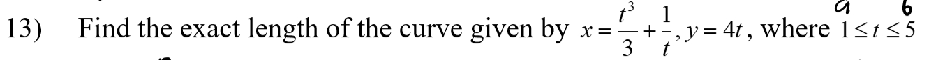 find the exact length o f the curve given b y x =