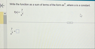 Write the function as a sum of terms of the form