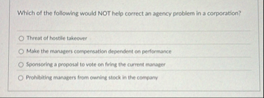 Which of the following would NOT help correct an