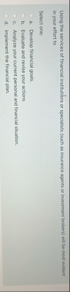 Using the services of financial institutions or