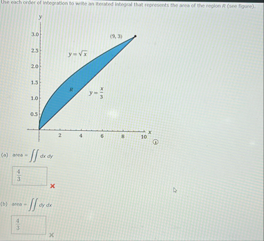 Use each order of integration to write an