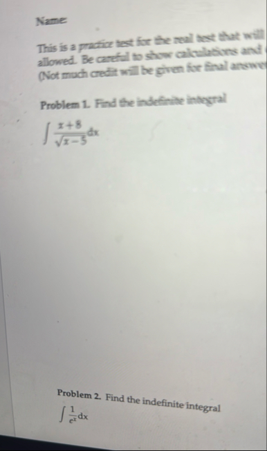 Name This is a practice test for the real hest