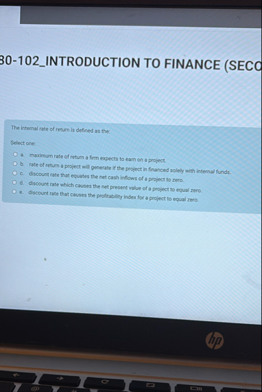 3 0 - 1 0 2 _ INTRODUCTION TO FINANCE ( SECQ The