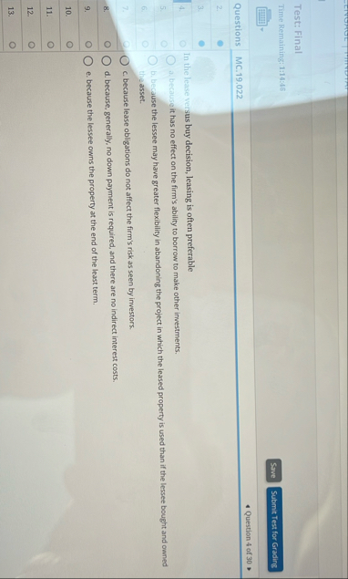 Test: Final Time Remainin 1 : 1 4 : 4 5 Save