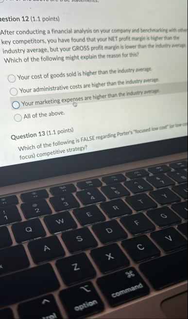 restion 1 2 ( 1 . 1 points ) After conducting a