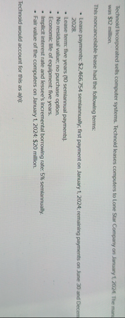 Technoid Incorporated sells computer systems.