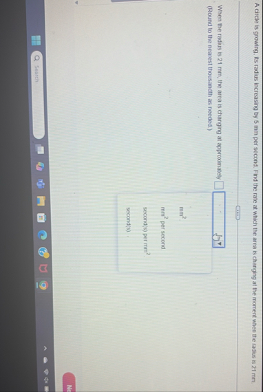 A circle is growing, its radius increasing by 5