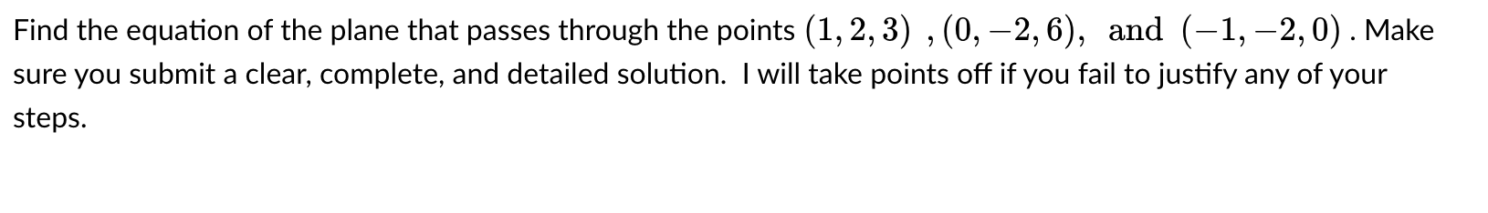 Find the equation o f the plane that passes